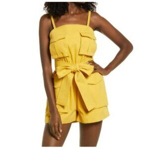 Amy Lynn Structured Twill Romper Yellow M  ‎  BROKEN ZIPPER